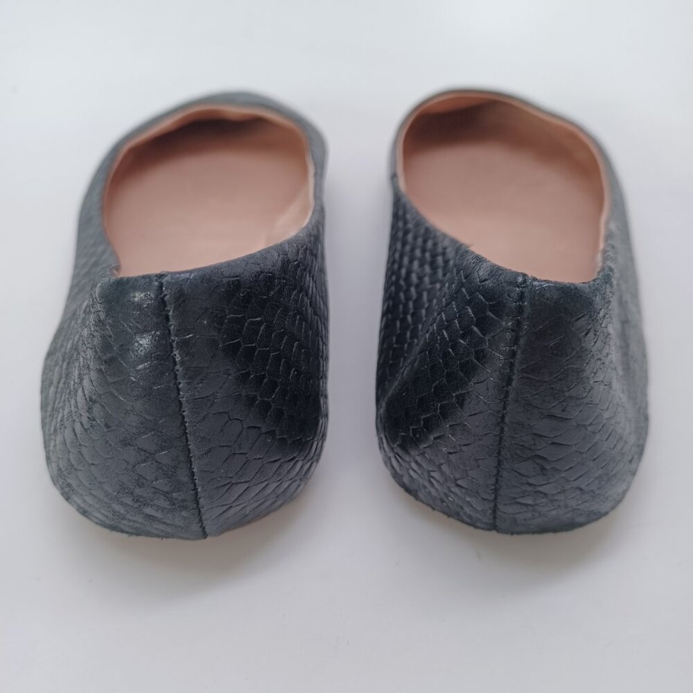 Miz Mooz Shoes Black Leather Ballet Flats Phaedra Reptile Snake Embossed Size 7 - Picture 5 of 15